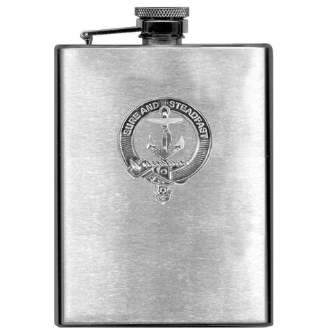 Clarke 8oz Clan Crest Scottish Badge Stainless Steel Flask