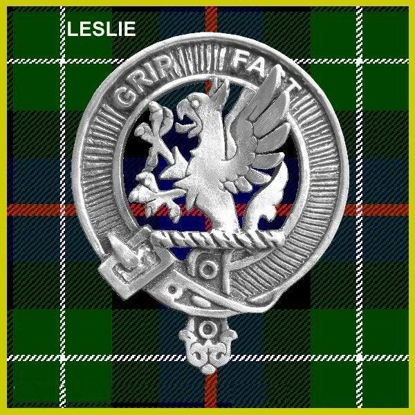 Leslie 8oz Clan Crest Scottish Badge Stainless Steel Flask