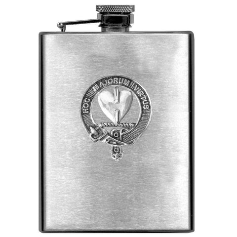 Logan 8oz Clan Crest Scottish Badge Stainless Steel Flask