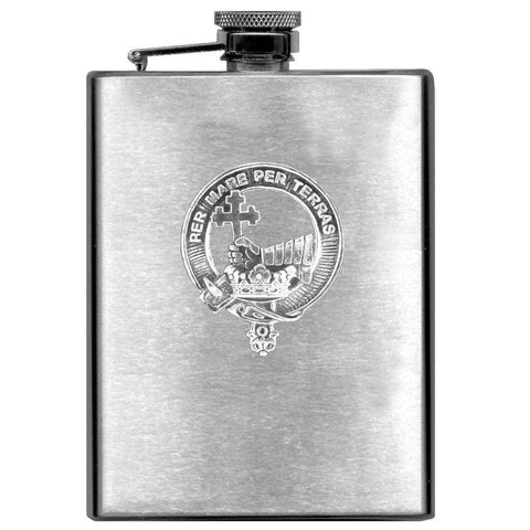 MacDonald ,Clan Donald 8oz Clan Crest Scottish Badge Stainless Steel Flask