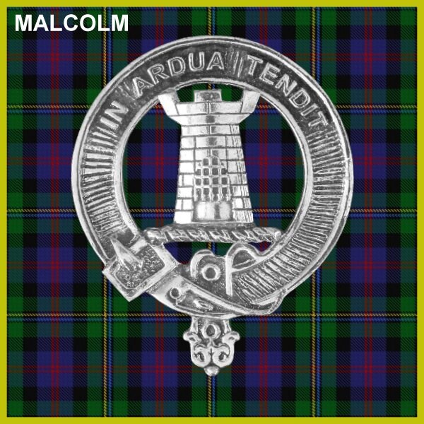 Malcolm 8oz Clan Crest Scottish Badge Stainless Steel Flask