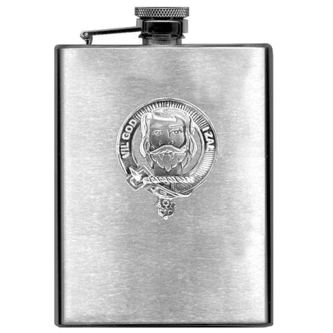 Menzies 8oz Clan Crest Scottish Badge Stainless Steel Flask