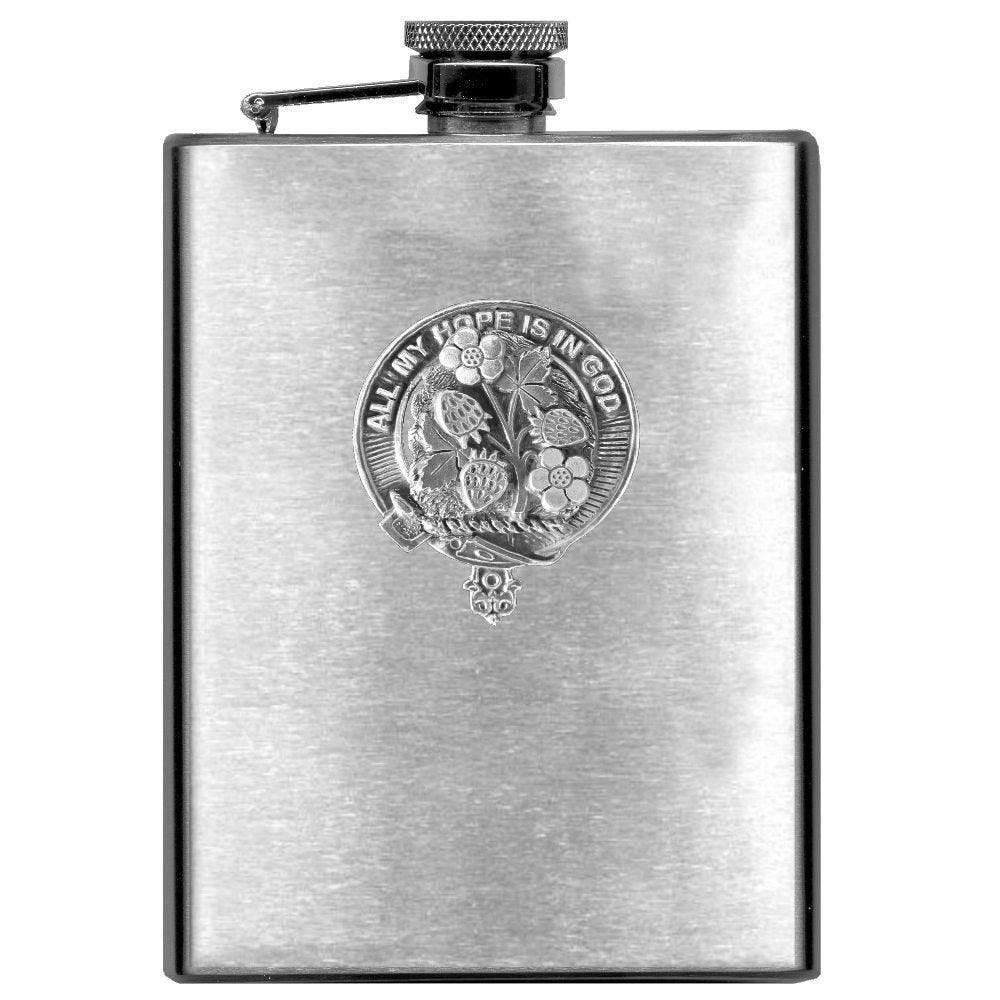 Fraser  Saltoun  8oz Clan Crest Scottish Badge Stainless Steel Flask