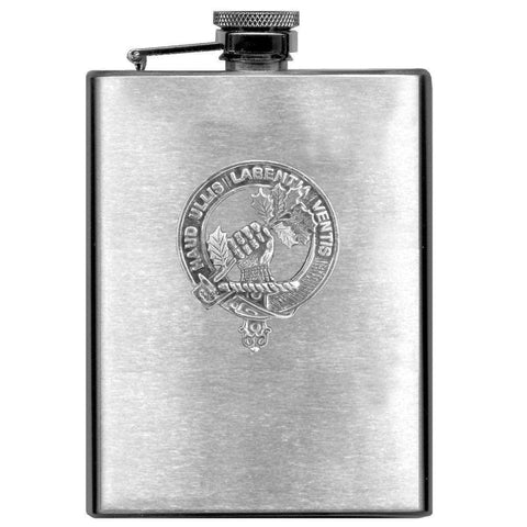 Irvine (Bonshaw) 8oz Clan Crest Scottish Badge Stainless Steel Flask