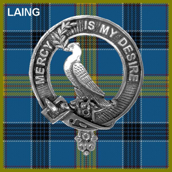 Laing (Dove) 8oz Clan Crest Scottish Badge Stainless Steel Flask