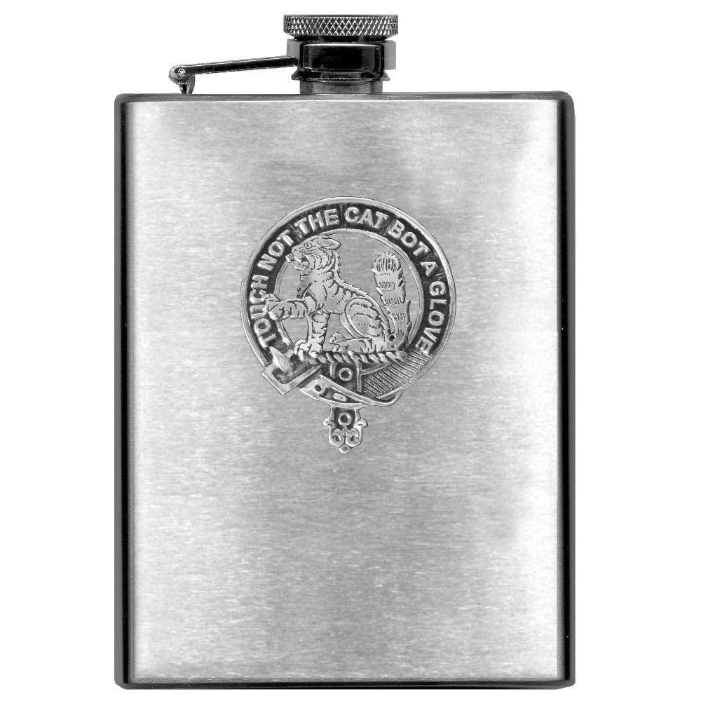 MacPherson 8oz Clan Crest Scottish Badge Stainless Steel Flask