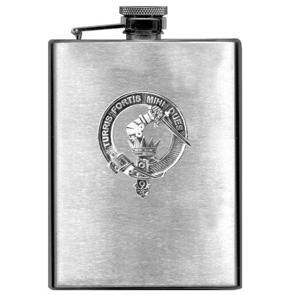 MacQuarrie 8oz Clan Crest Scottish Badge Stainless Steel Flask