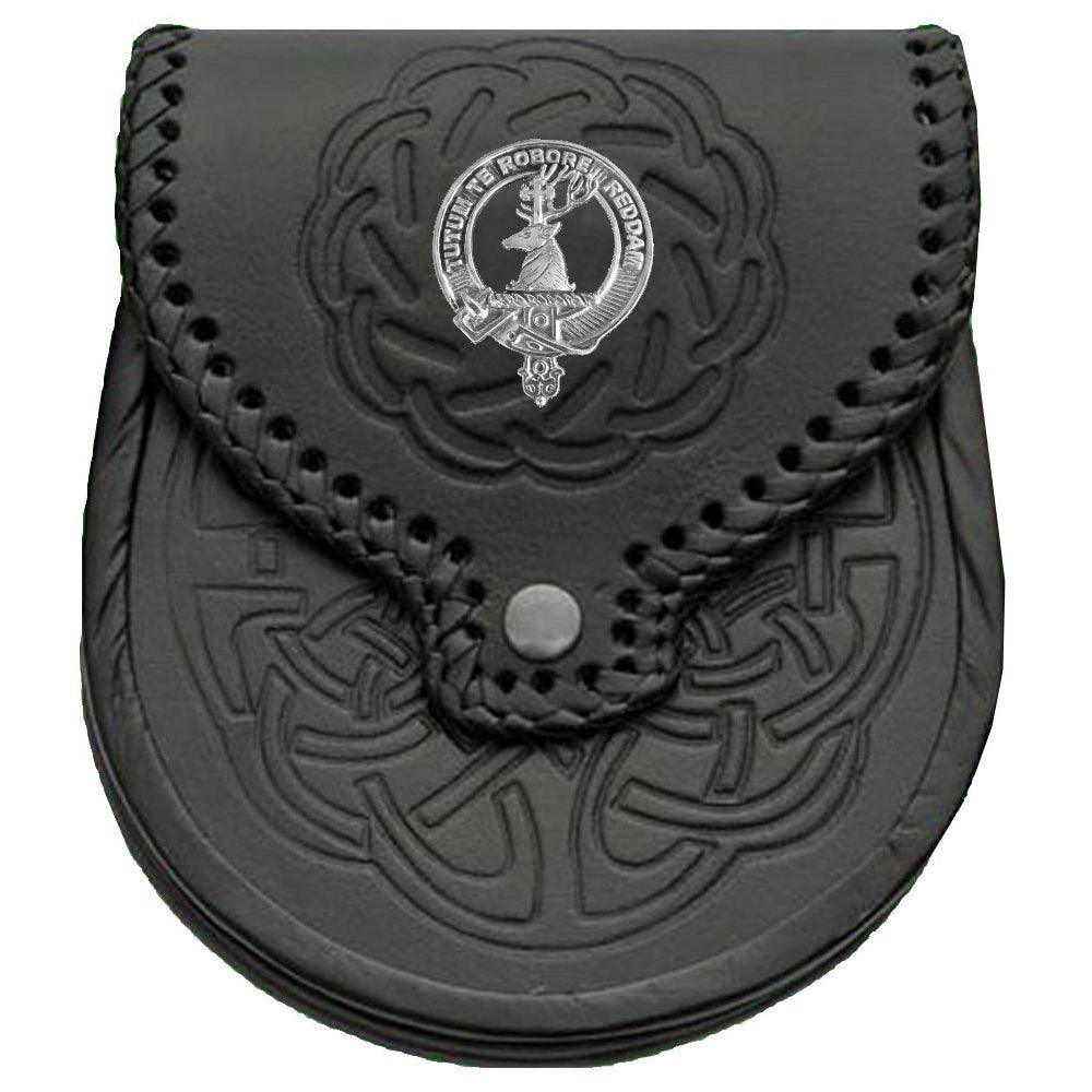 Crawford Scottish Clan Badge Sporran, Leather