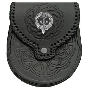 Gray Scottish Clan Badge Sporran, Leather