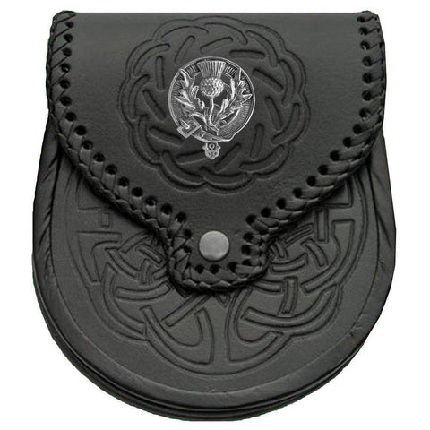 Scottish Thistle Badge Leather Sporran