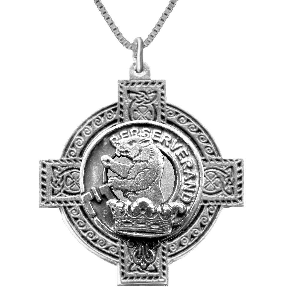 Beveridge Clan Crest Celtic Cross Pendant Scottish ~ CLP04