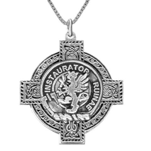 Forsyth Clan Crest Celtic Cross Pendant Scottish ~ CLP04