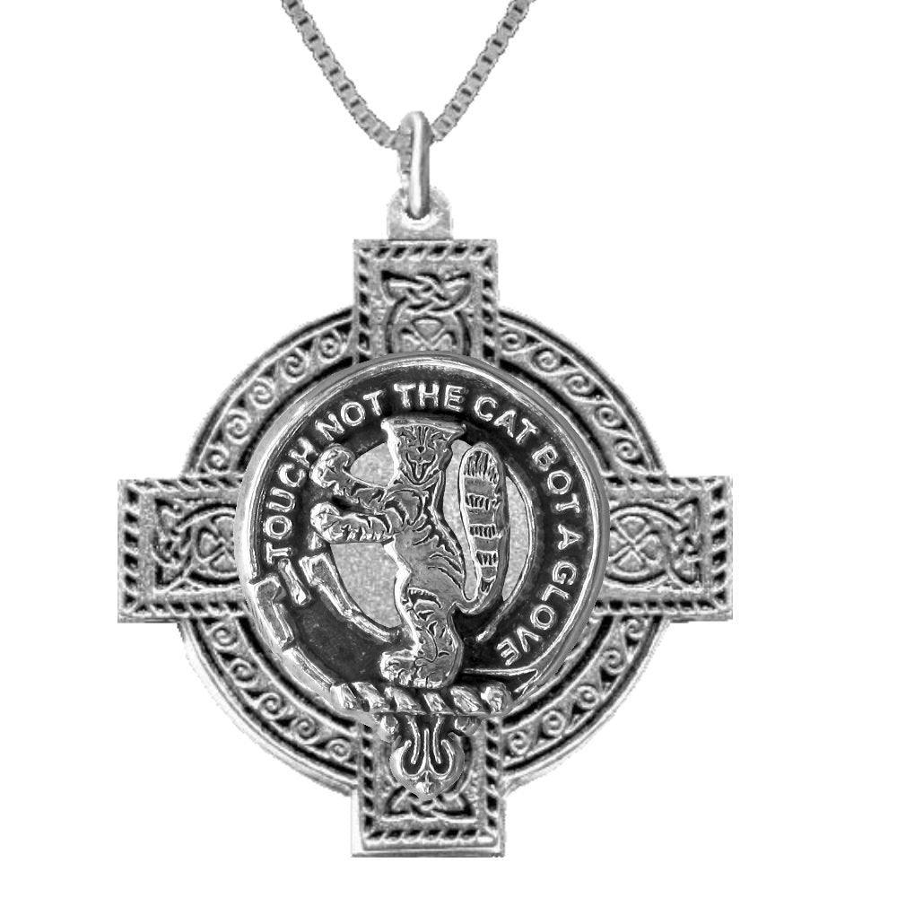 MacIntosh Clan Crest Celtic Cross Pendant Scottish ~ CLP04