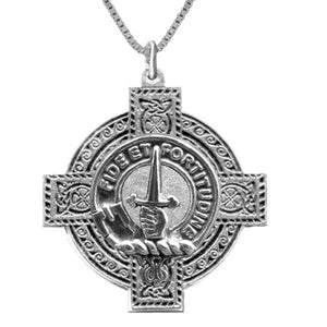Shaw Clan Crest Celtic Cross Pendant Scottish