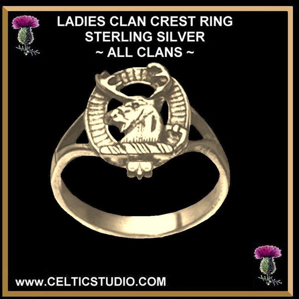 Fraser Scottish Ladies Clan Crest Ring LC200 Silver and Gold All Clans