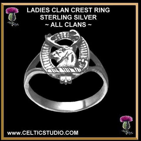 Fraser Scottish Ladies Clan Crest Ring LC200 Silver and Gold All Clans