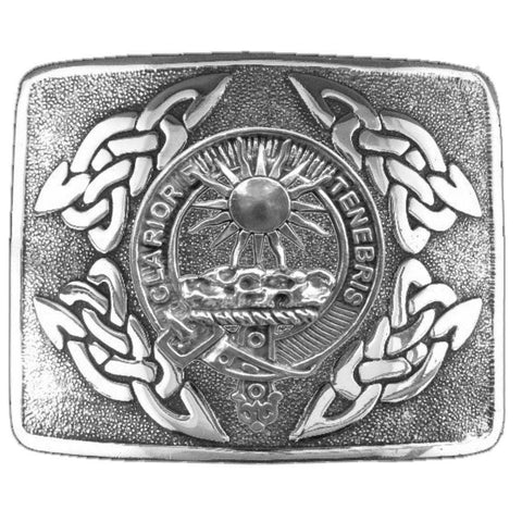 Purves Clan Crest Interlace Kilt Buckle, Scottish Badge  