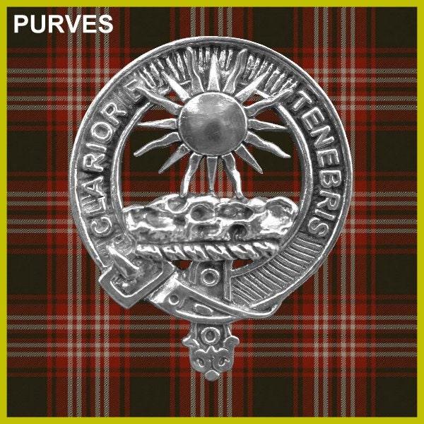 Purves Clan Crest Interlace Kilt Buckle, Scottish Badge  