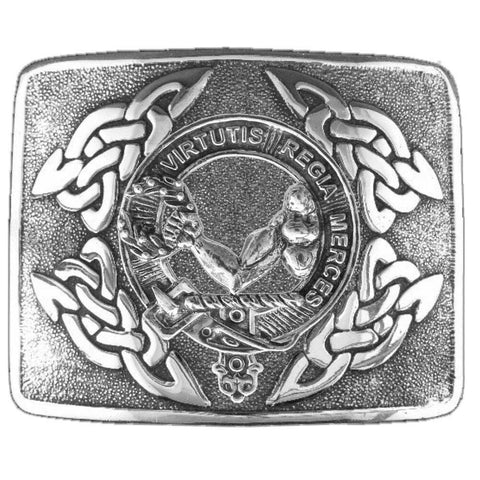 Skene Clan Crest Interlace Kilt Buckle, Scottish Badge  
