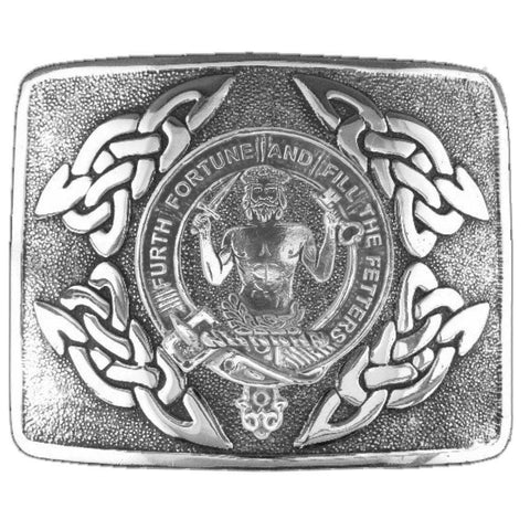 Stewart (Atholl) Clan Crest Interlace Kilt Buckle, Scottish Badge  