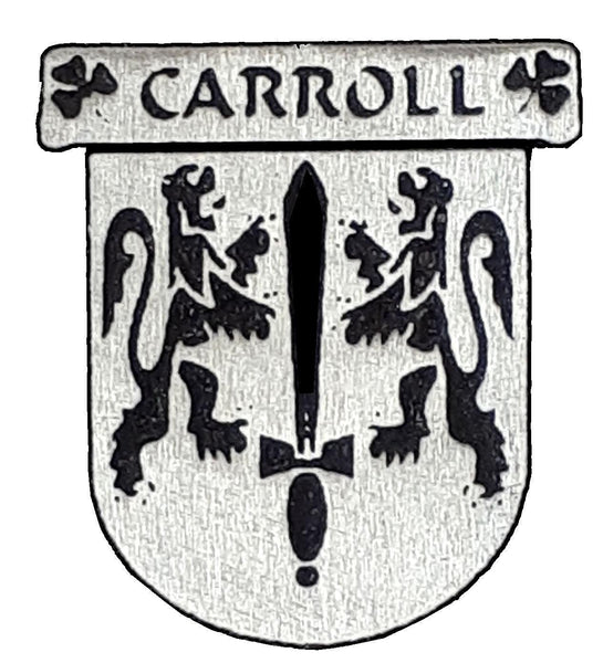 Carroll Irish Coat of Arms Disk Loop Tie Bar ~ Sterling silver