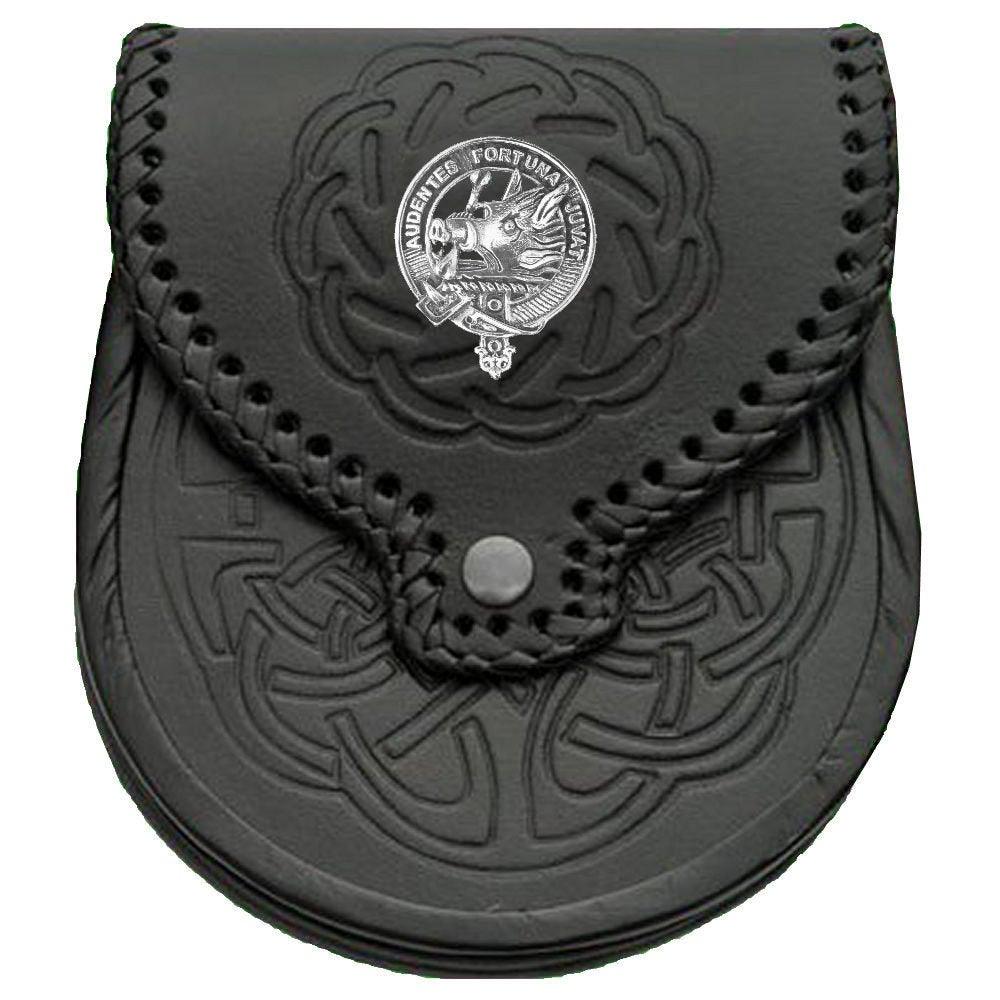 MacKinnon Scottish Clan Badge Sporran, Leather