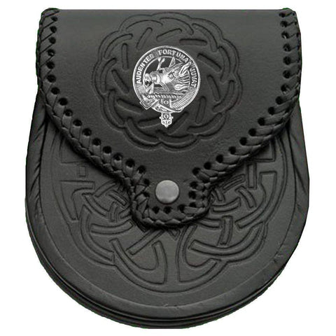 MacKinnon Scottish Clan Badge Sporran, Leather