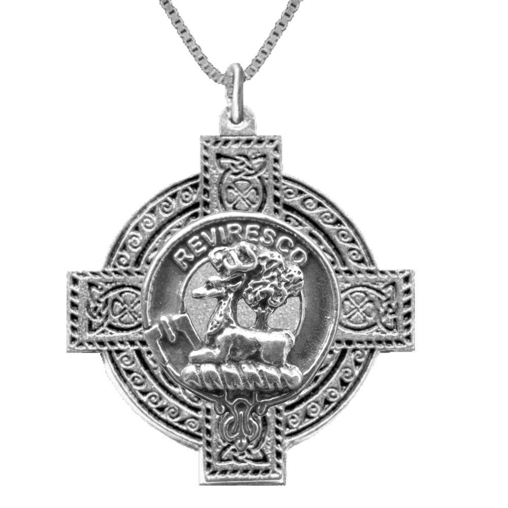 Maxwell Clan Crest Celtic Cross Pendant Scottish