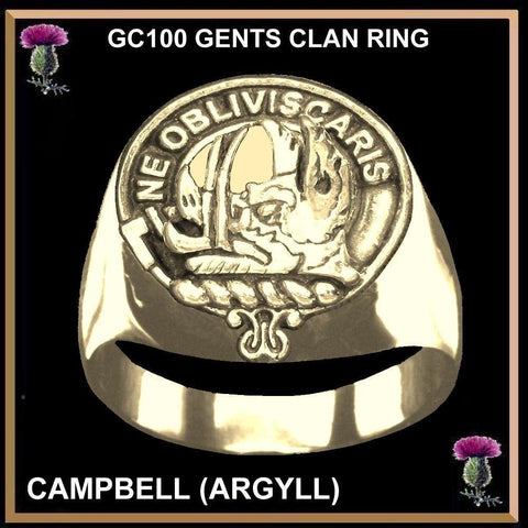 Campbell Argyll Scottish Clan Crest Gold Ring GC100 - All Clans
