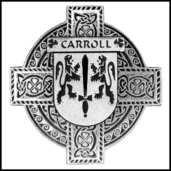 Carroll Family Coat Of Arms Celtic Cross Badge