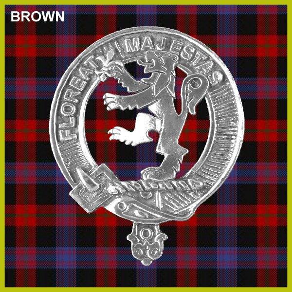 Brown 5oz Round Scottish Clan Crest Badge Stainless Steel Flask