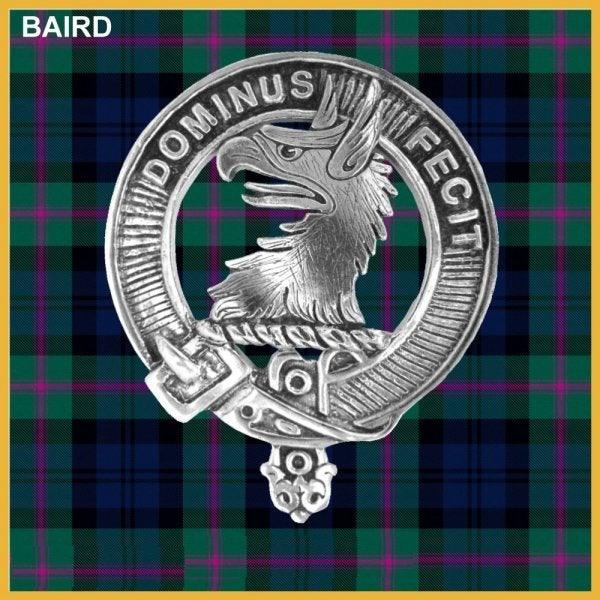Baird 5oz Round Scottish Clan Crest Badge Stainless Steel Flask