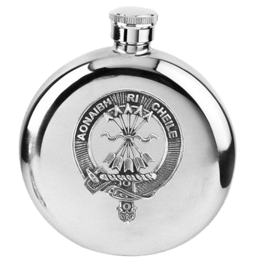 Cameron 5 oz Round Clan Crest Scottish Badge Flask