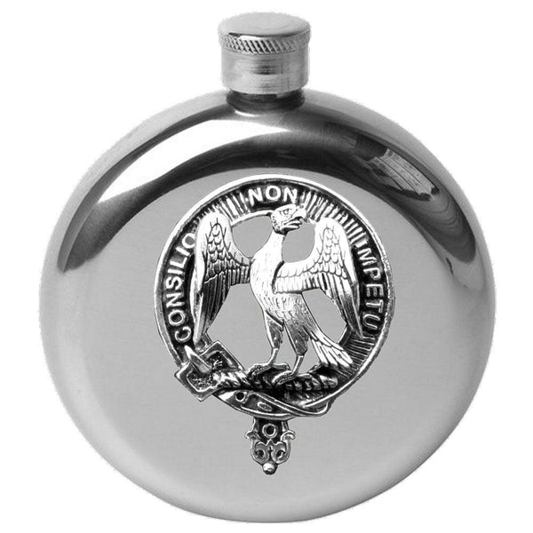 Agnew 5oz Round Scottish Clan Crest Badge Stainless Steel Flask