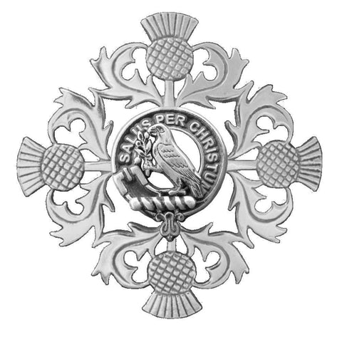 Abernethy Clan Crest Scottish Four Thistle Brooch