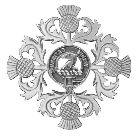 Allison Clan Crest Scottish Four Thistle Brooch