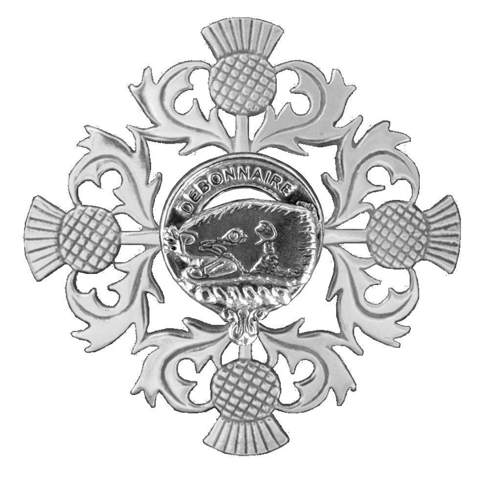 Bethune Clan Crest Scottish Four Thistle Brooch