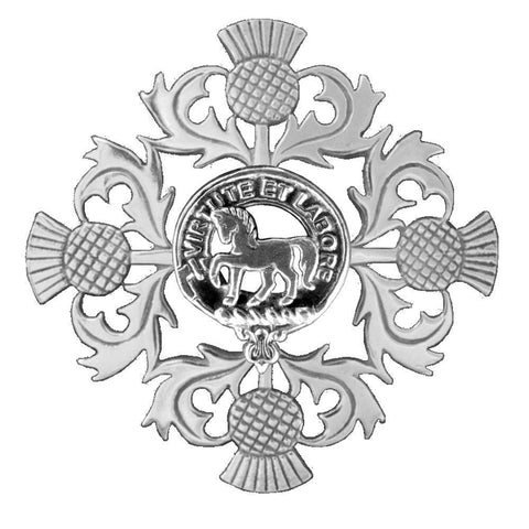 Cochrane Clan Crest Scottish Four Thistle Brooch