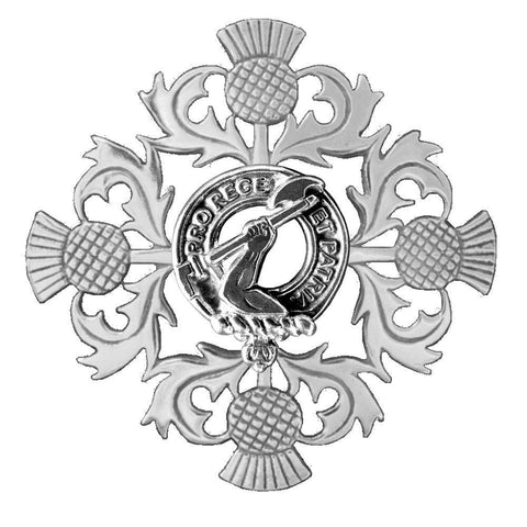Cooper Clan Crest Scottish Four Thistle Brooch