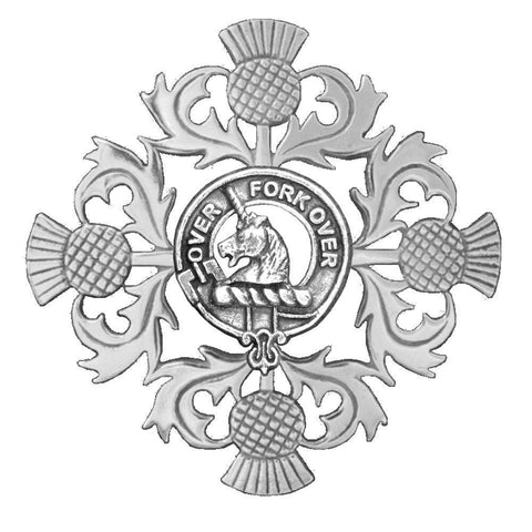 Cunningham Clan Crest Scottish Four Thistle Brooch