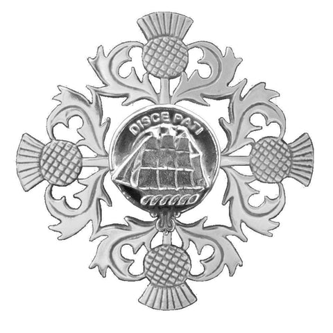 Duncan Clan Crest Scottish Four Thistle Brooch