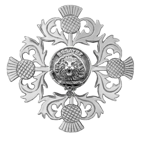 Dundas Clan Crest Scottish Four Thistle Brooch