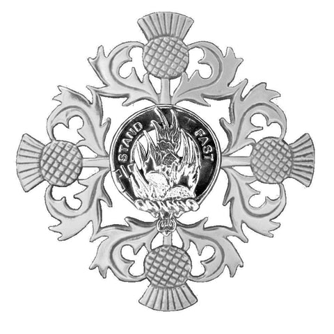 Grant Clan Crest Scottish Four Thistle Brooch