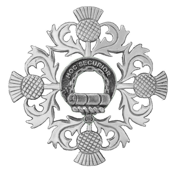 Grierson Clan Crest Scottish Four Thistle Brooch