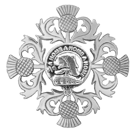 Home Clan Crest Scottish Four Thistle Brooch