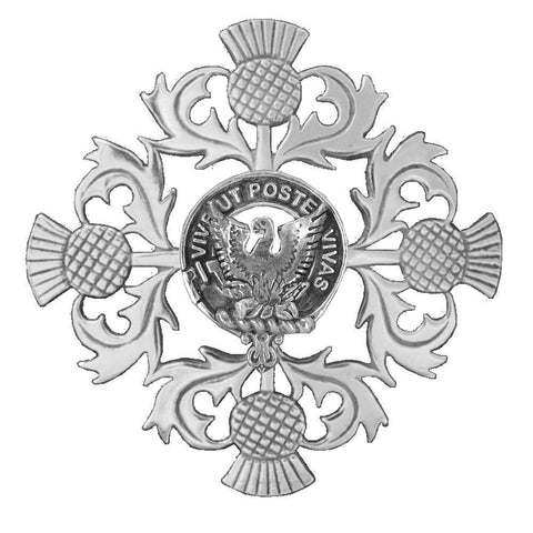 Johnston (Caskieben) Clan Crest Scottish Four Thistle Brooch