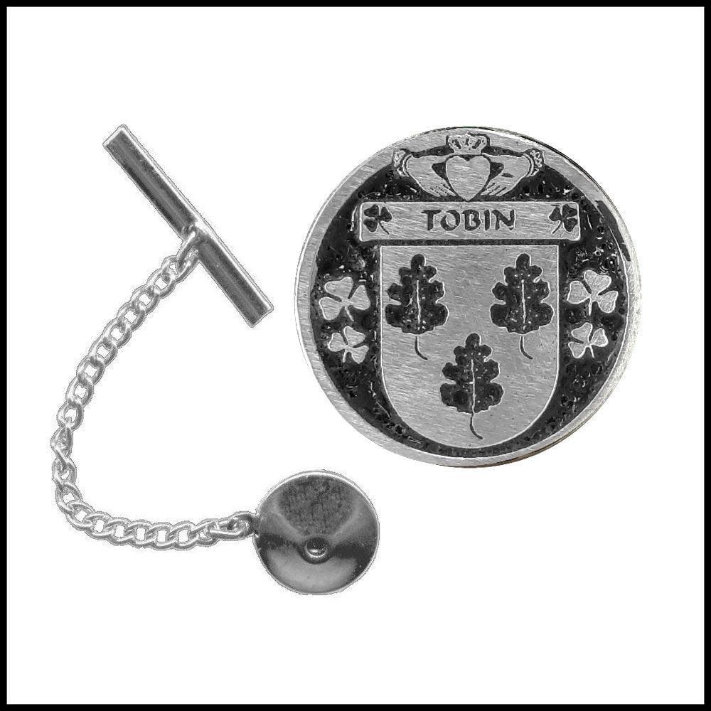 Tobin Irish Coat of Arms Disk Tie Tack/ Lapel Pin