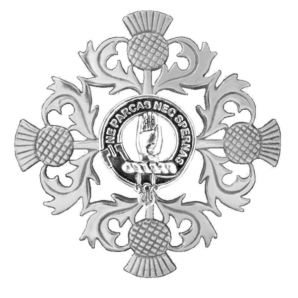 Lamont Clan Crest Scottish Four Thistle Brooch