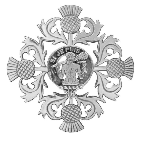 Livingston Clan Crest Scottish Four Thistle Brooch