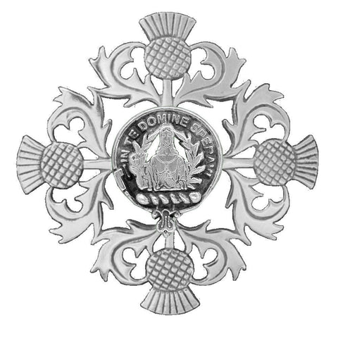 Lyon Clan Crest Scottish Four Thistle Brooch